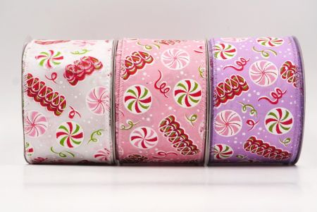 Christmas Peppermint Candy Wired Ribbon - Christmas Peppermint Candy Wired Ribbon